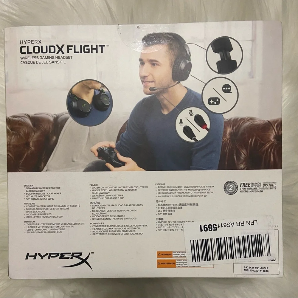 HyperX CloudX flight wireless gaming headset.